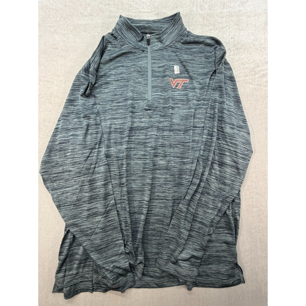 New virginia Tech Hokies Quarter Zip Pullover Gray NCAA Size XXL